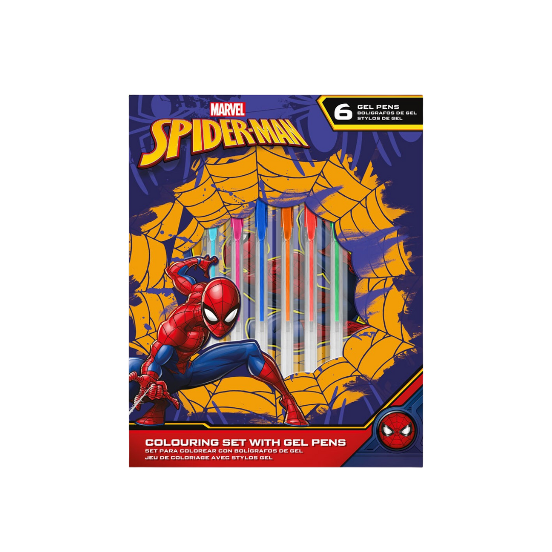 Conjunto para colorir e escrever c/ canetas de gel Spider-Man