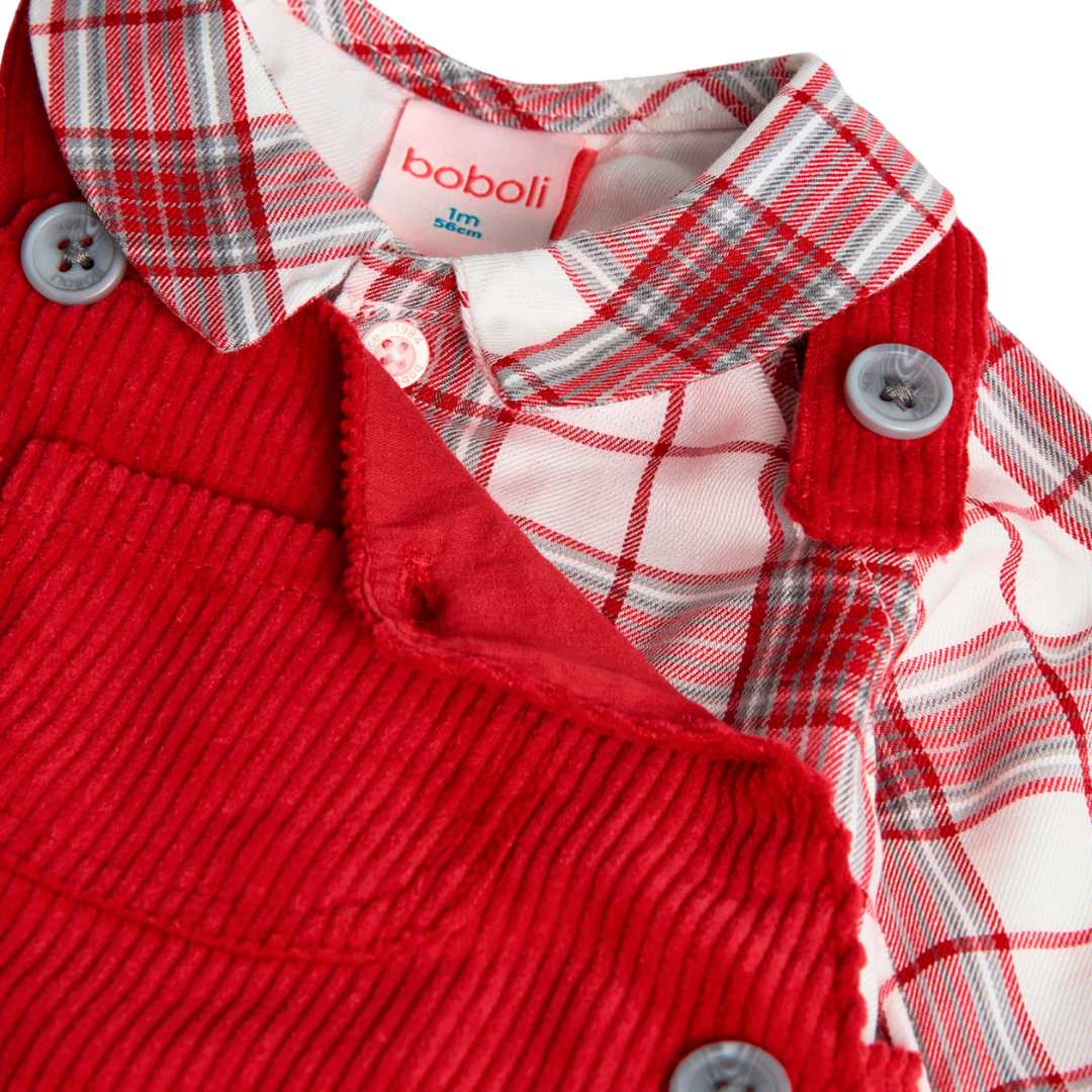 Conjunto jardineira e camisa xadrez 1-24 meses