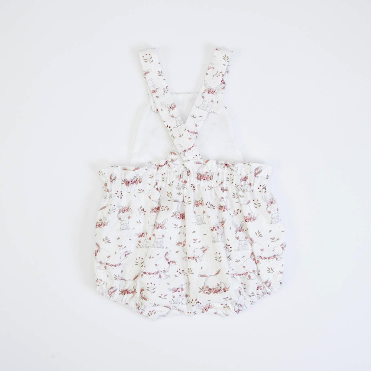 Conjunto jardineira e body orgânico Coelhinhos 12-18 meses