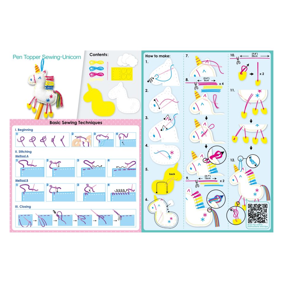 Topper de costura para lápis DIY - Unicórnio