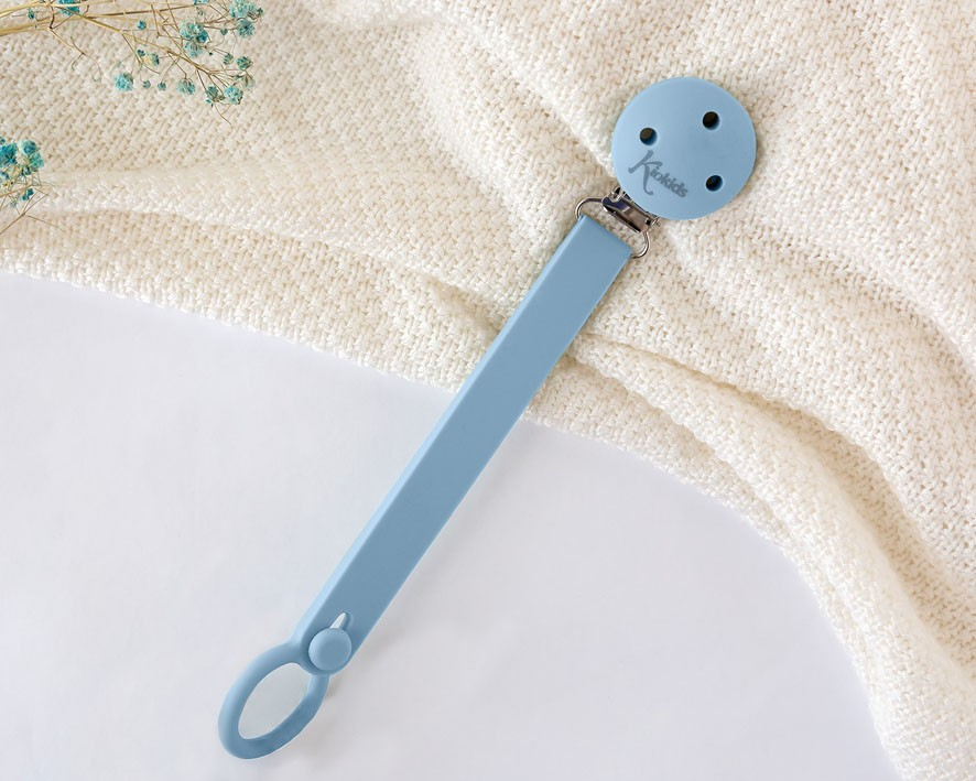 Clip suporte chupeta em silicone azul