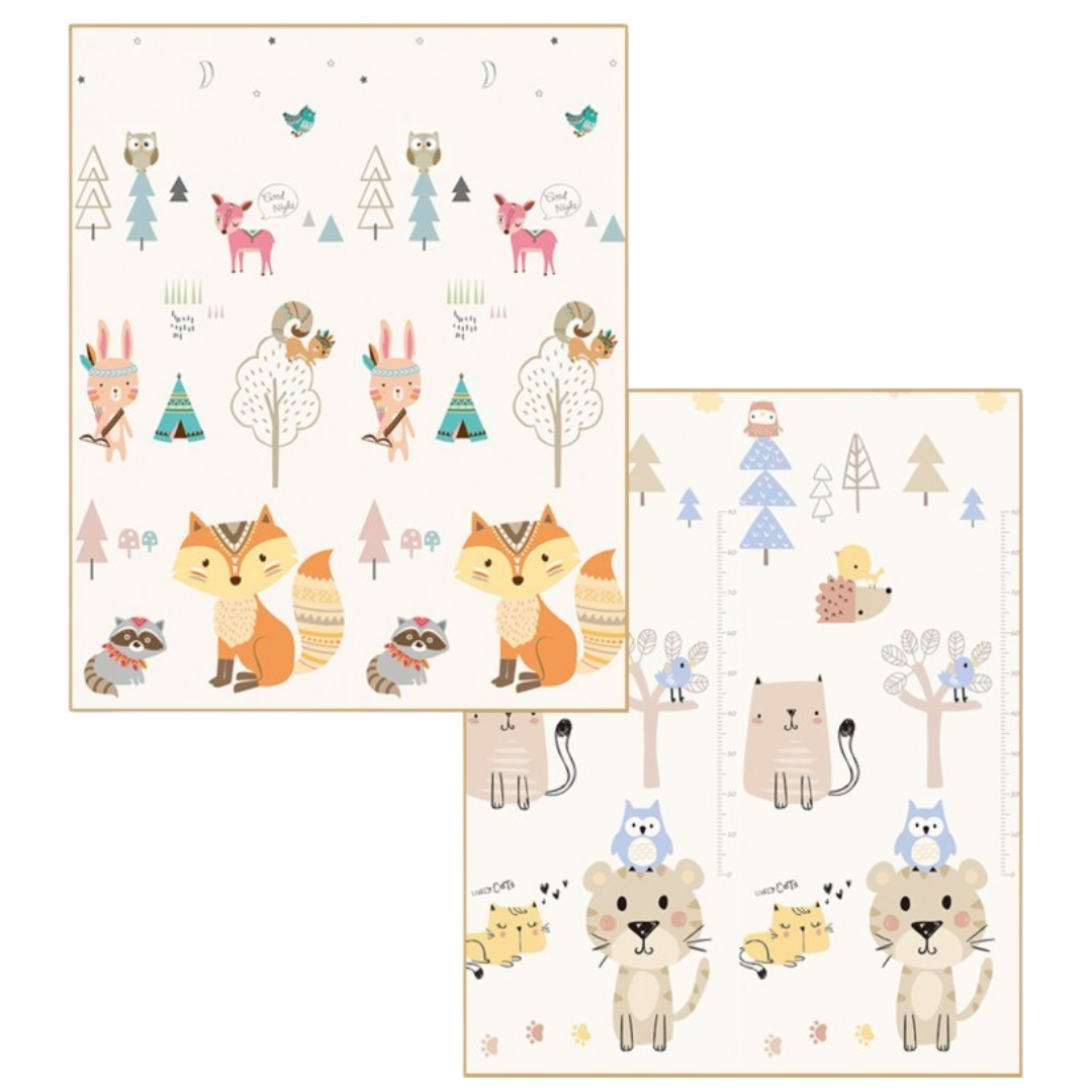 Tapete de atividades reversível 180x200x1.5cm - Animais da floresta