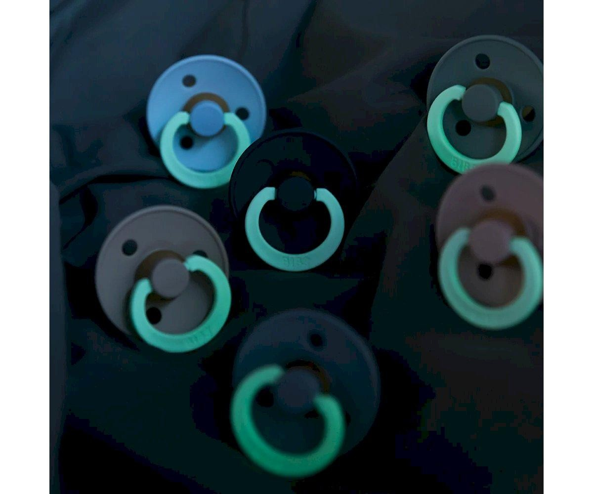 Pack 2 chupetas BIBS redondas Glow in the Dark 0-6 meses
