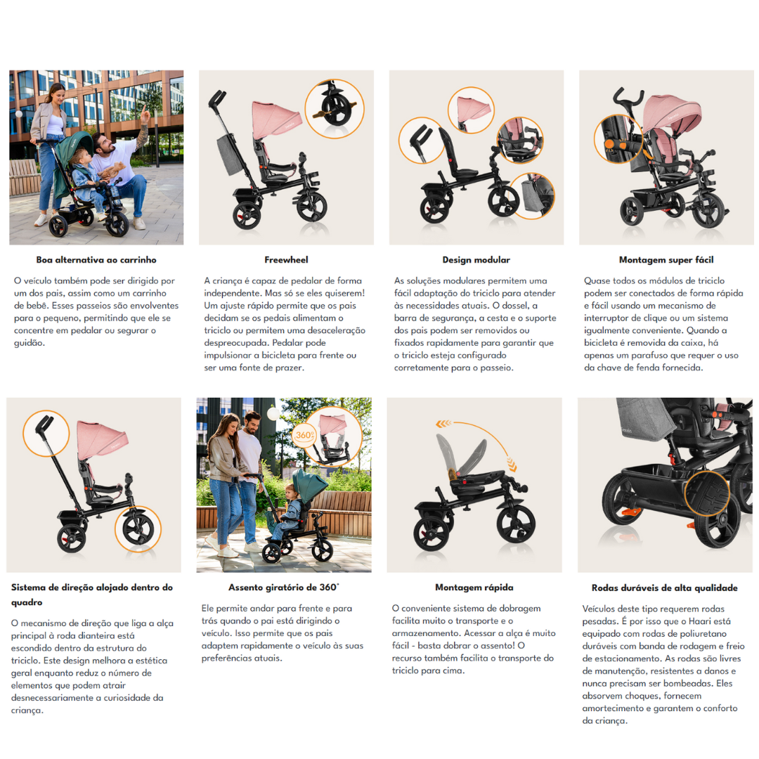 Triciclo evolutivo 2 em 1 Haari Bubblegum