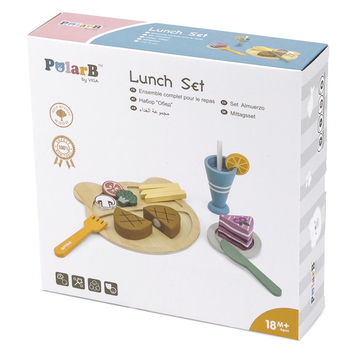 Conjunto de almoço em madeira