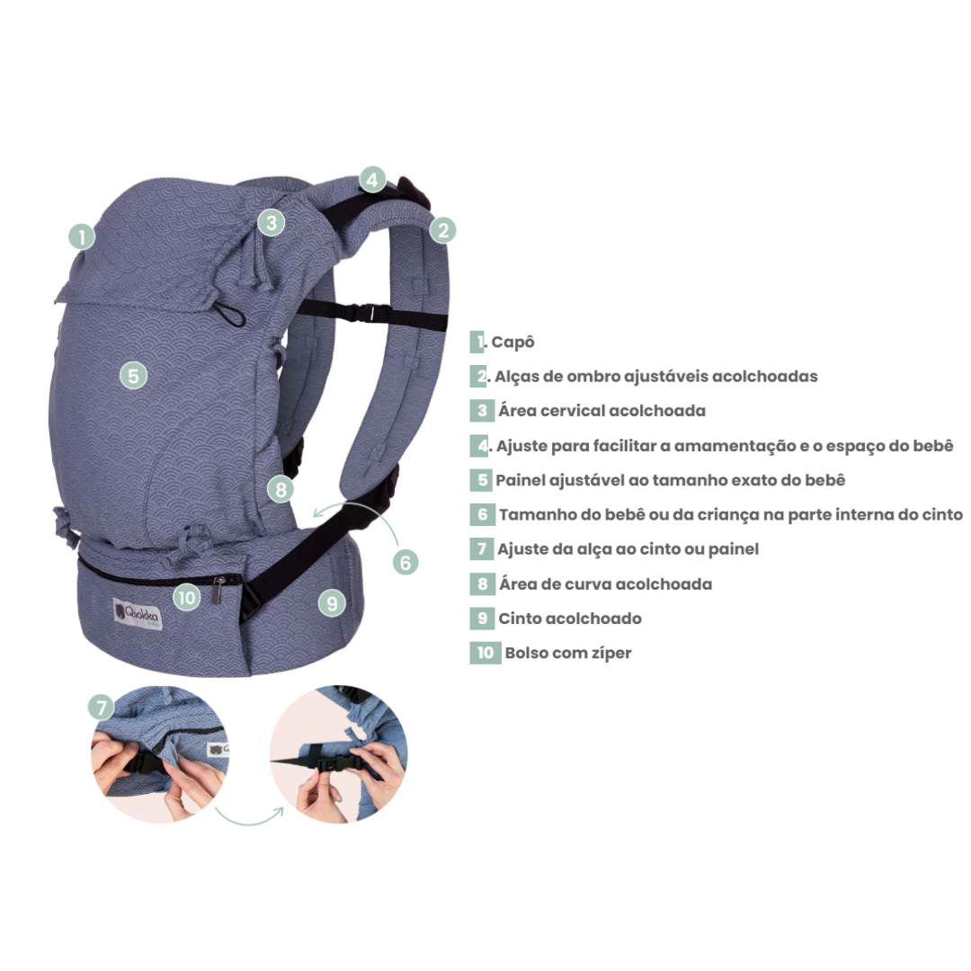 Mochila porta-bebés ergonómica E-Carrier - Cinza