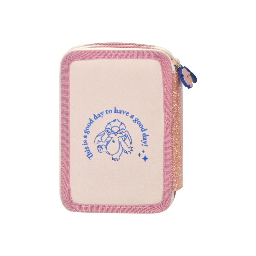 Estojo duplo com material escolar Stitch