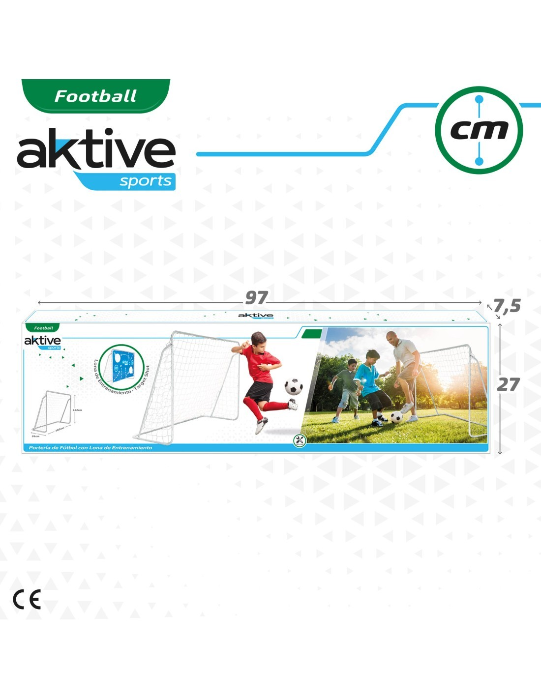 Baliza de futebol c/tela de treino 182x91x122cm