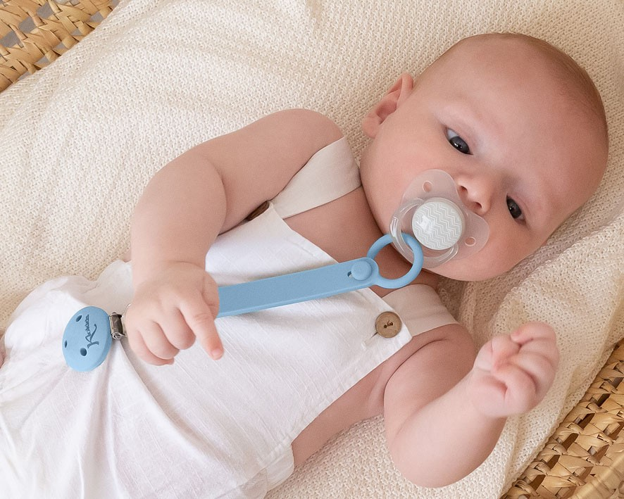 Clip suporte chupeta em silicone azul