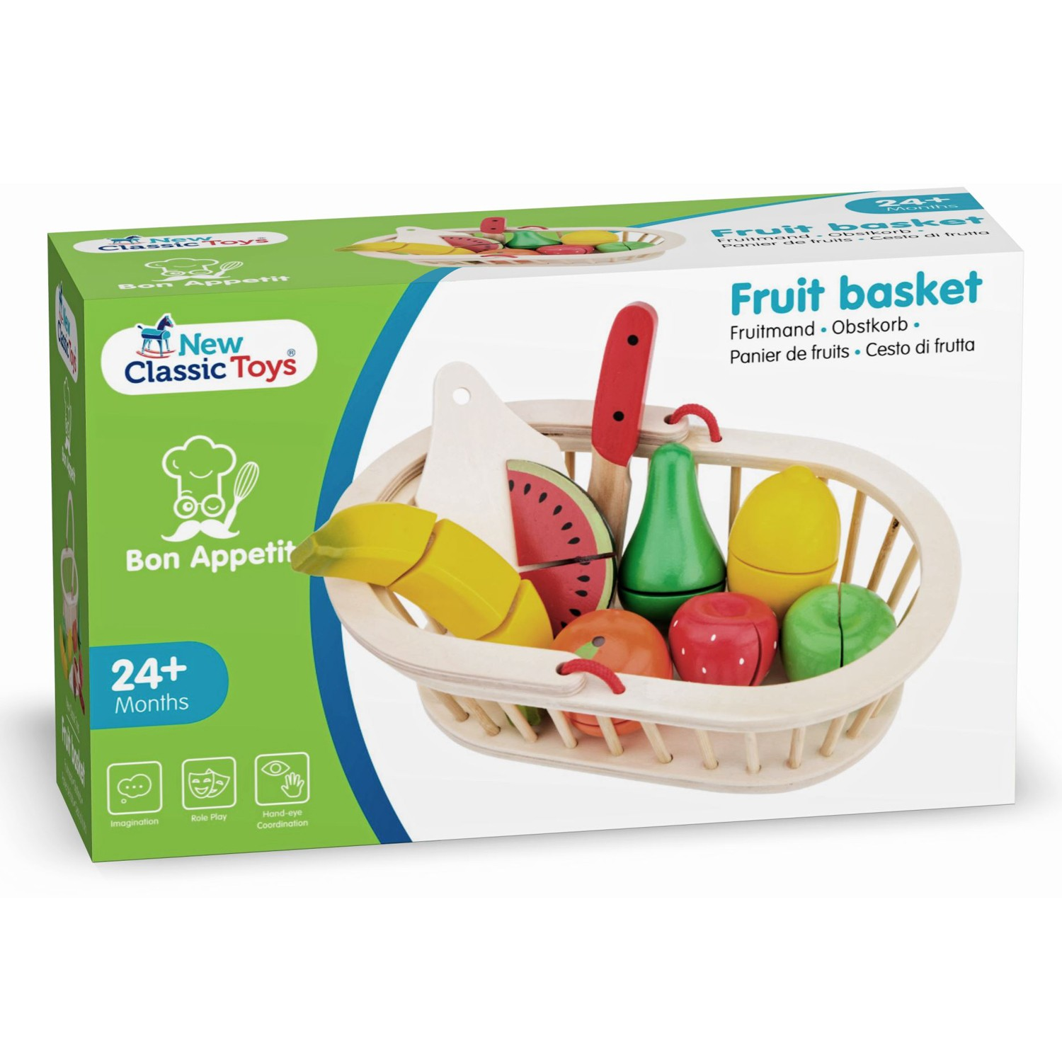 Cesta de frutas em madeira