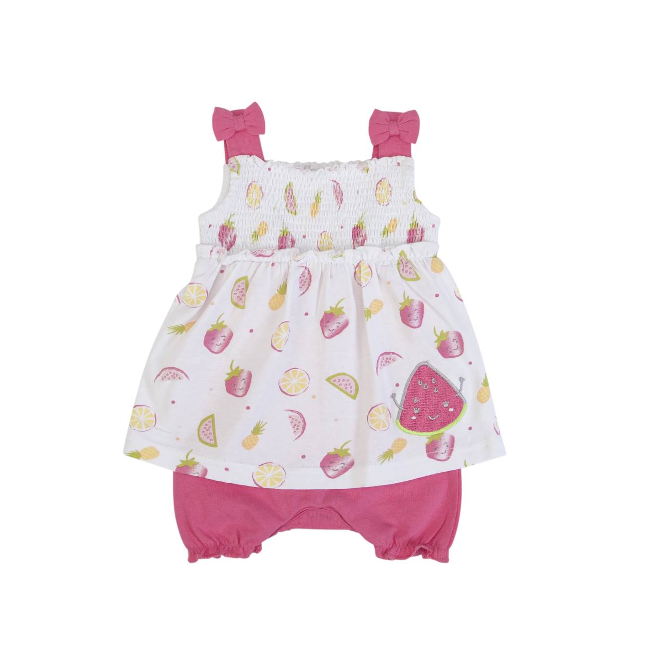 Macacão vestido orgânico Frutas 9-12 meses