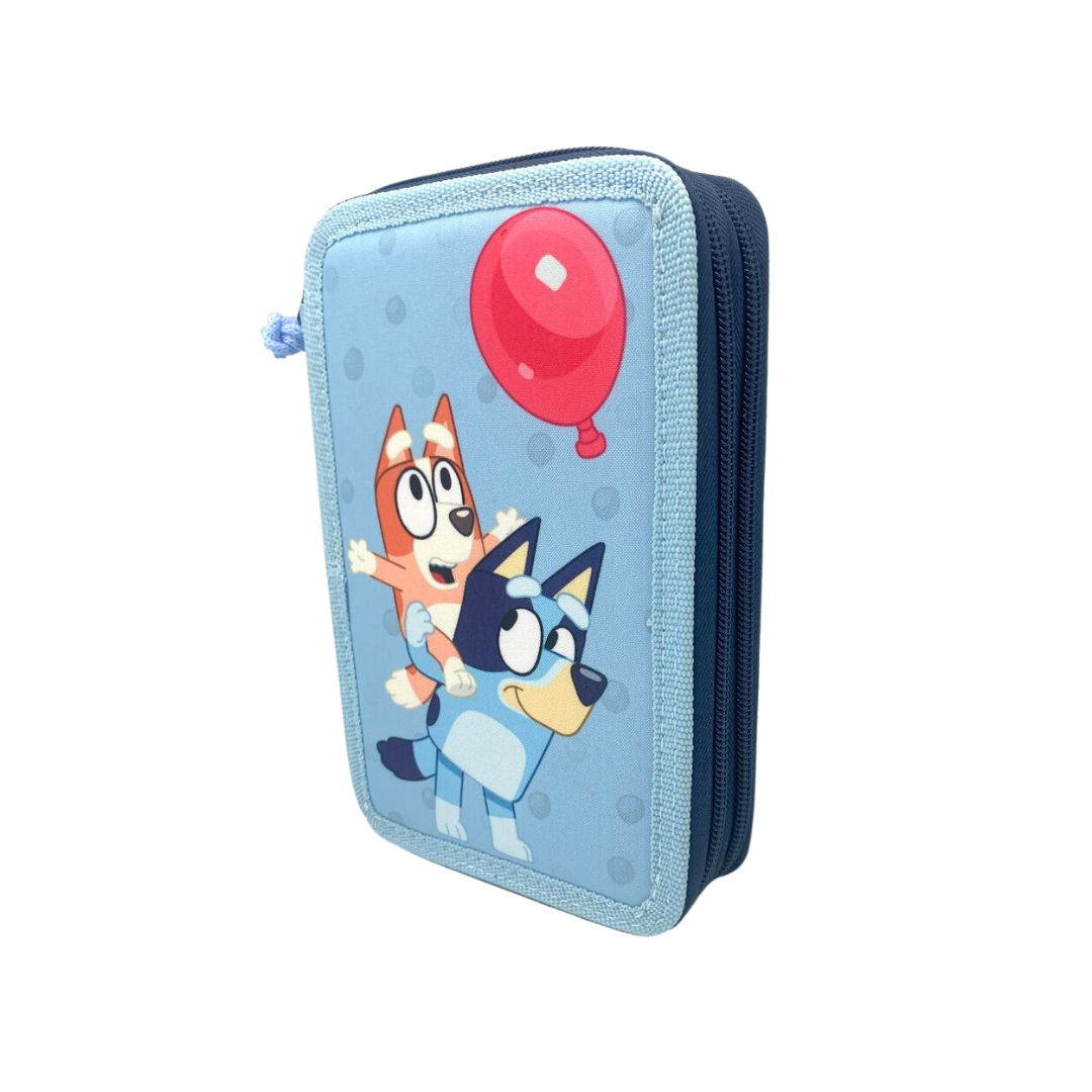Estojo duplo com material escolar Bluey