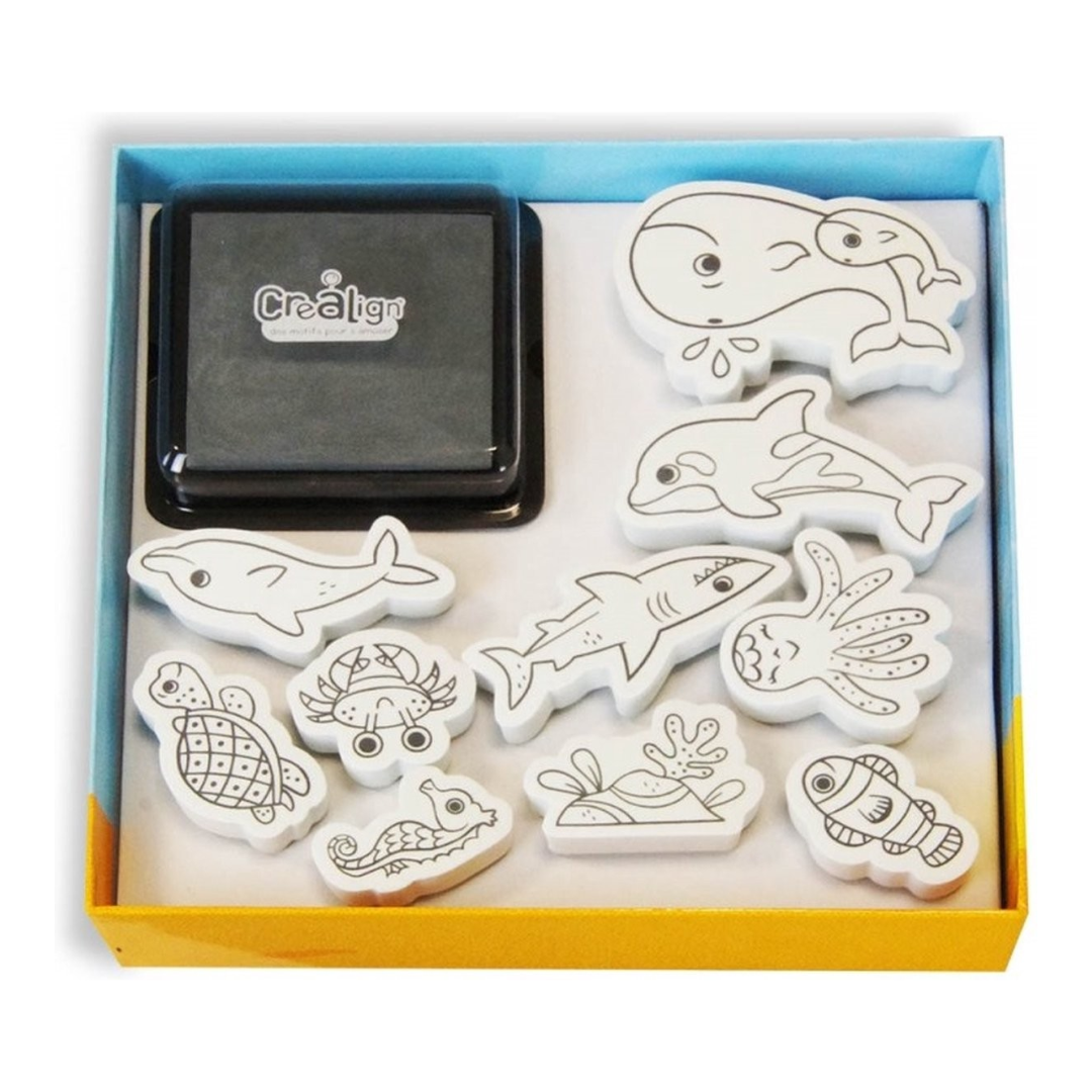 Jogo de carimbos e colorir - Oceano