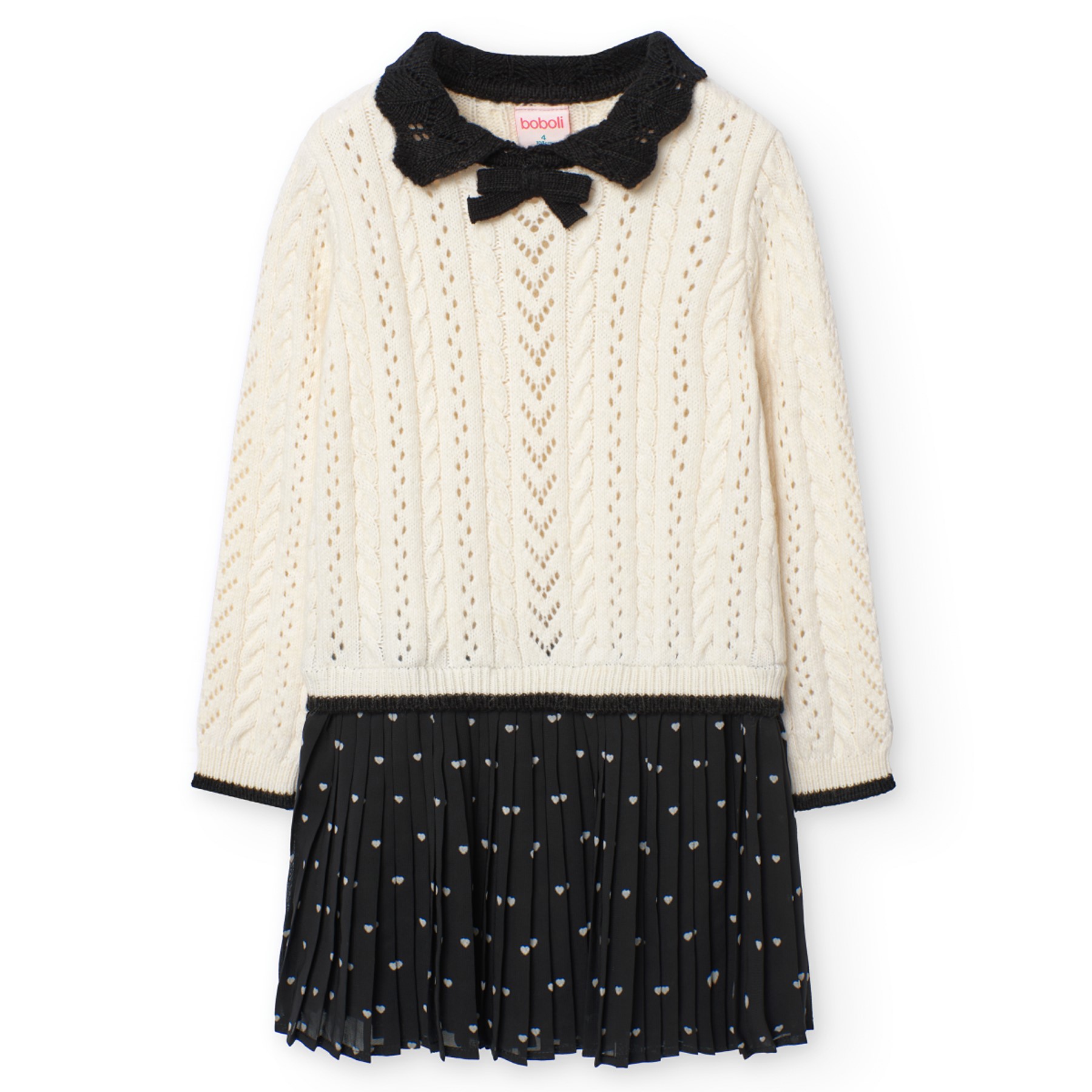 Vestido em malha Cru e saia em tule 6-12 anos