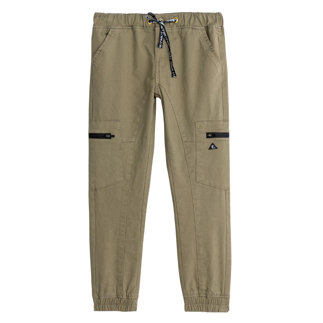 Calças desportivas com bolsos Cáqui 6-16 anos