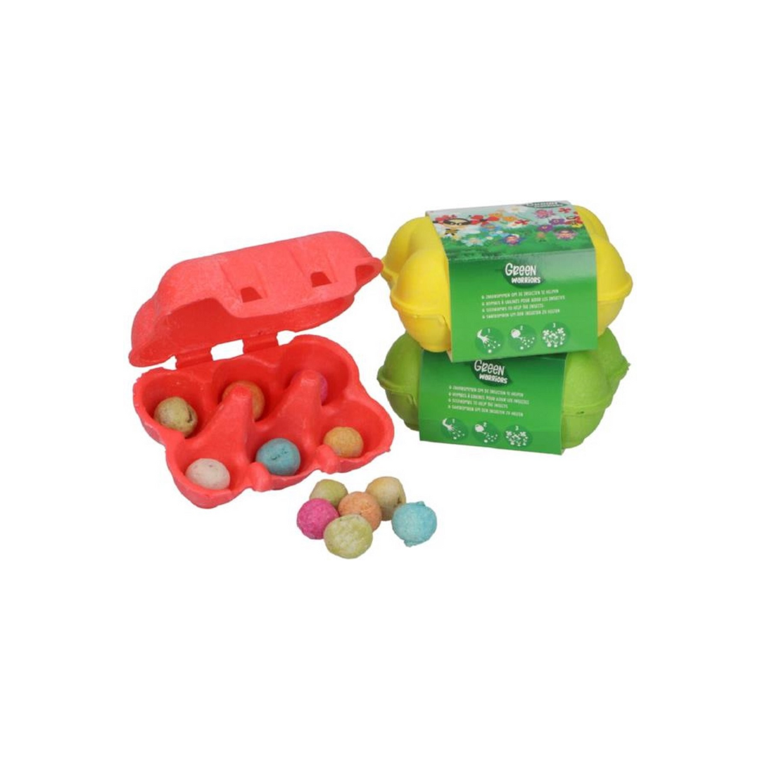 Caixa de ovos com 6 bombas de sementes