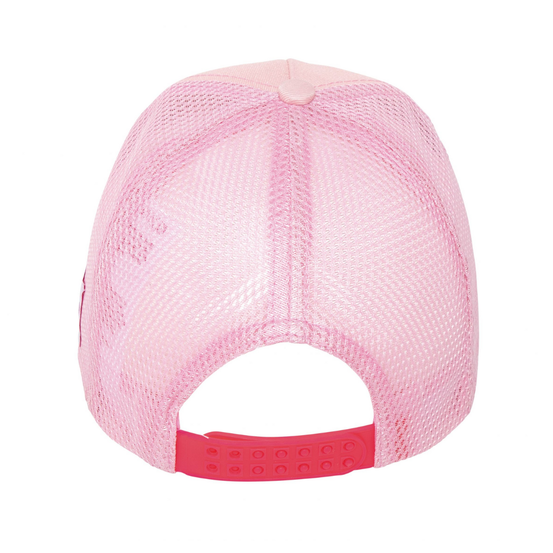 Boné rosa de rede com fecho vermelho ajustável