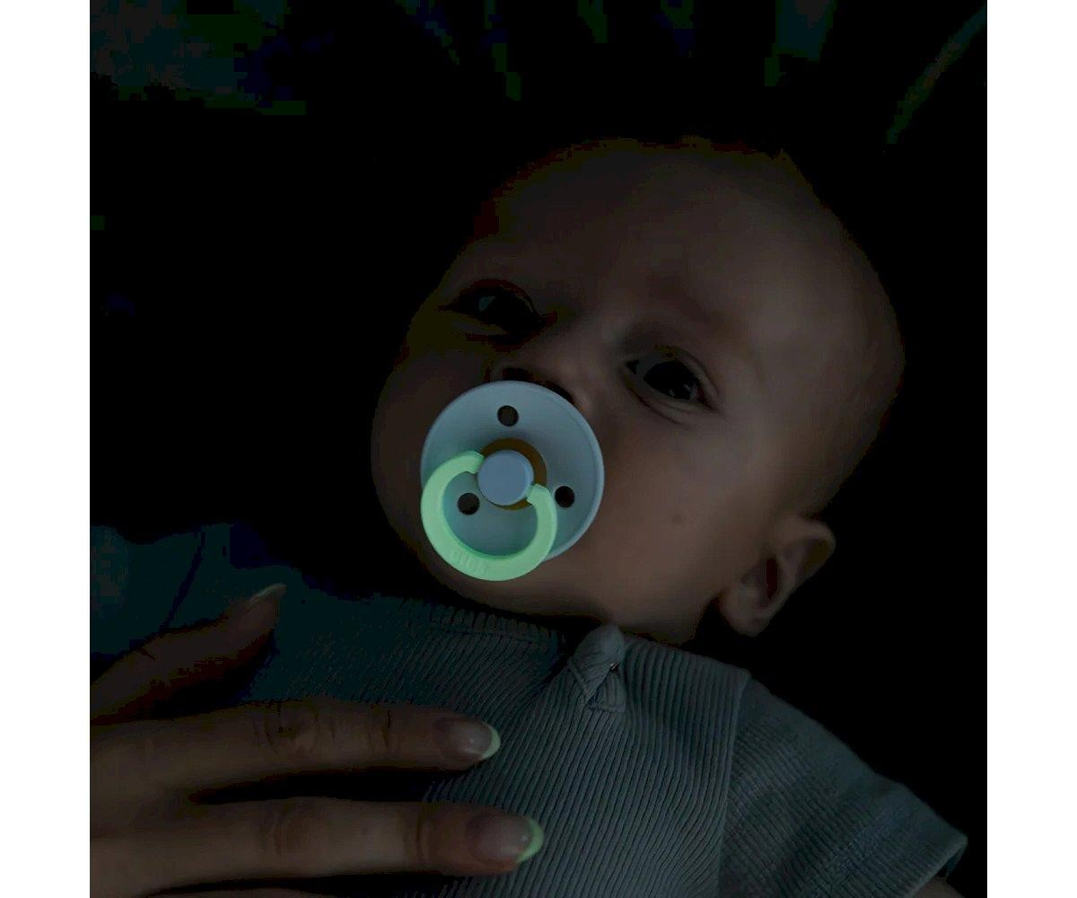 Pack 2 chupetas BIBS redondas Glow in the Dark 0-6 meses