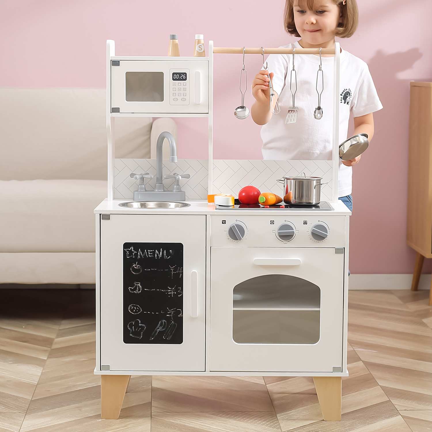 Cozinha em madeira com ardósia Branca