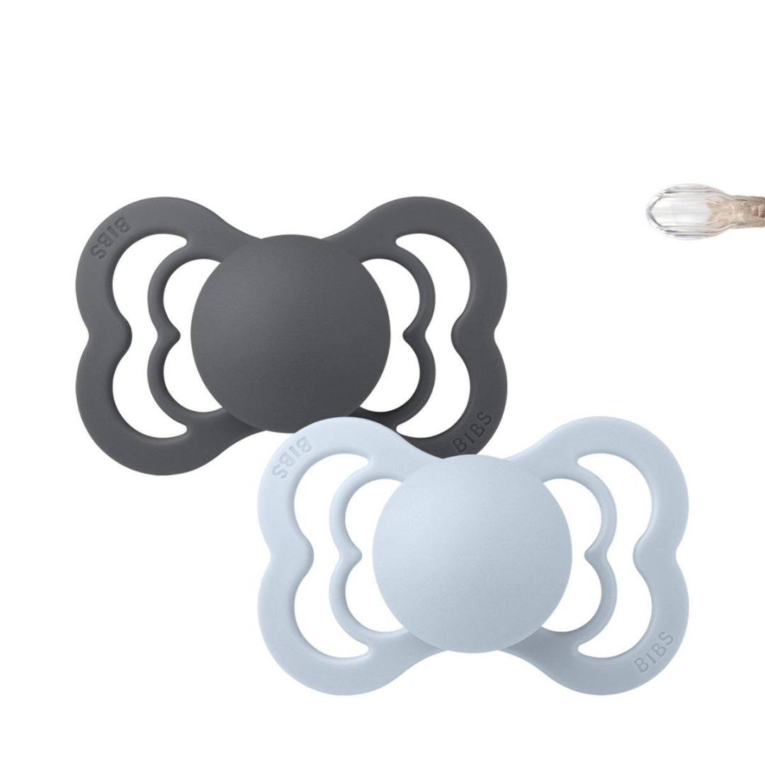 Pack 2 chupetas BIBS simétricas Iron/Blue 0-6 meses