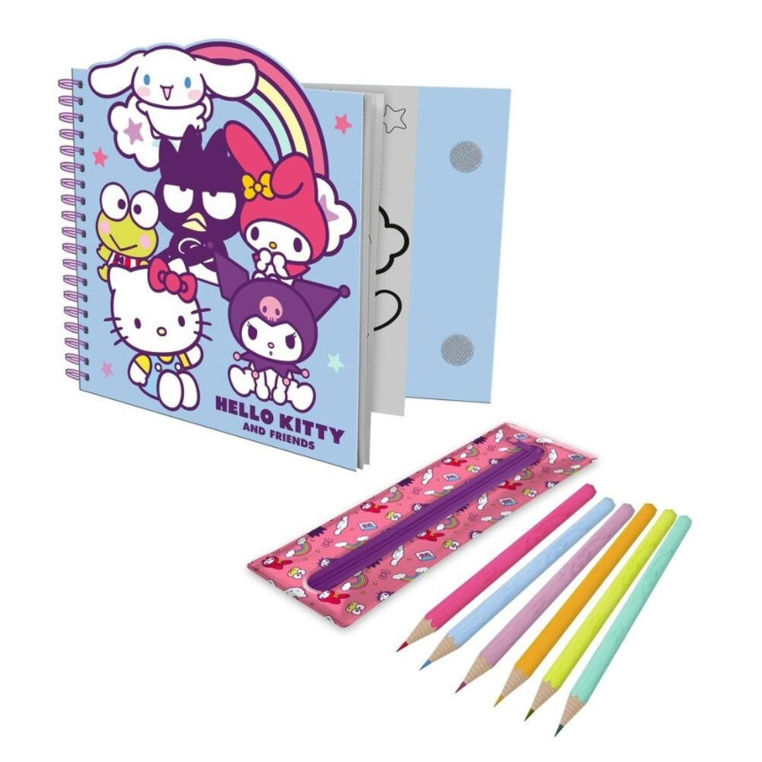 Caderno de atividades com estojo removível Hello Kitty and Friends