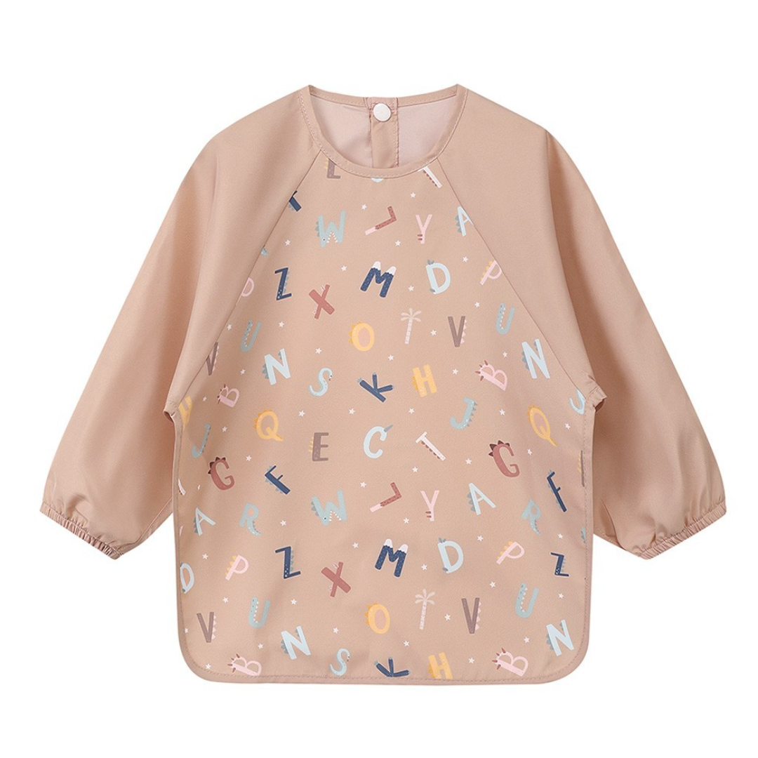 Babete impermeável com mangas Funny Letters
