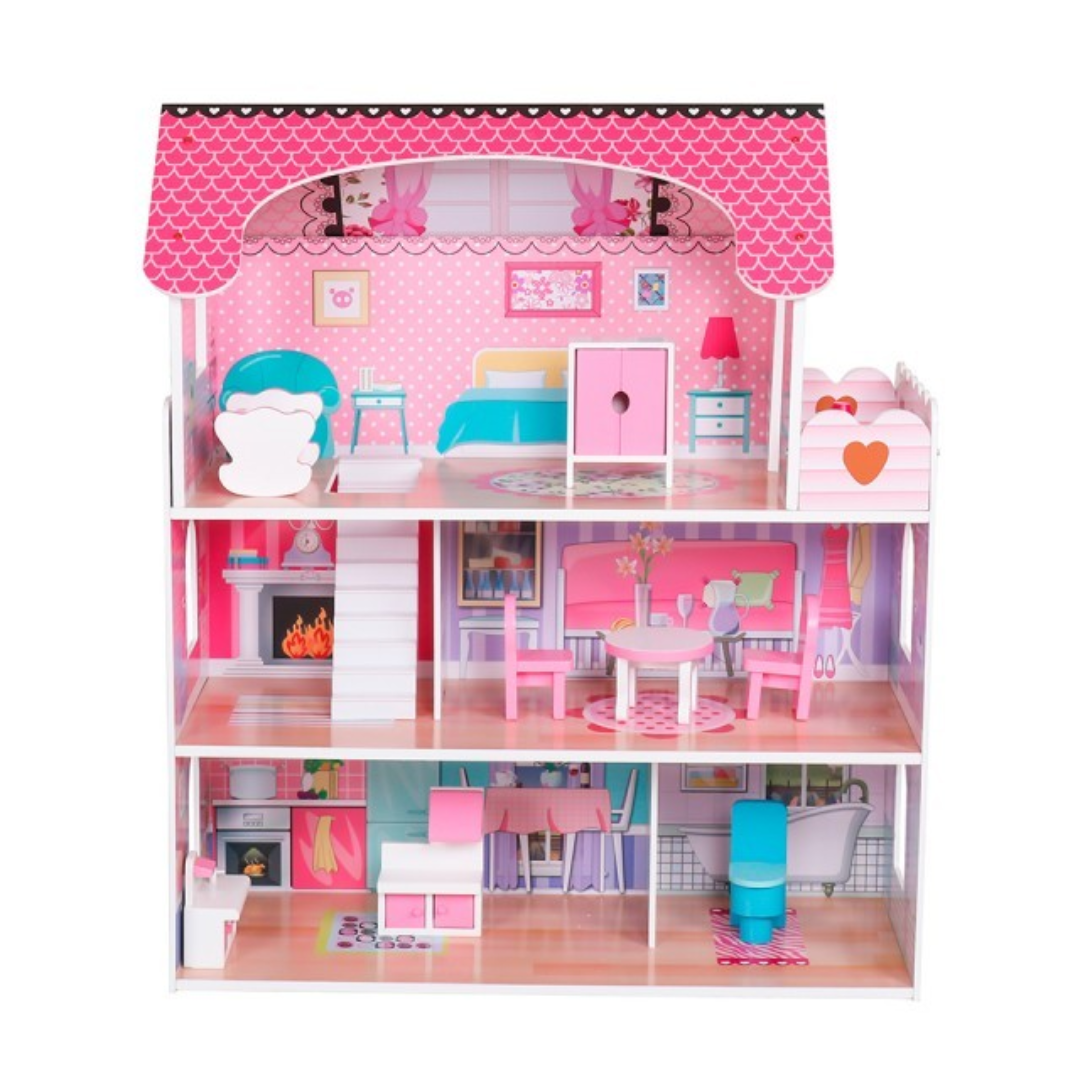 Casa de bonecas em madeira 62x27x70cm