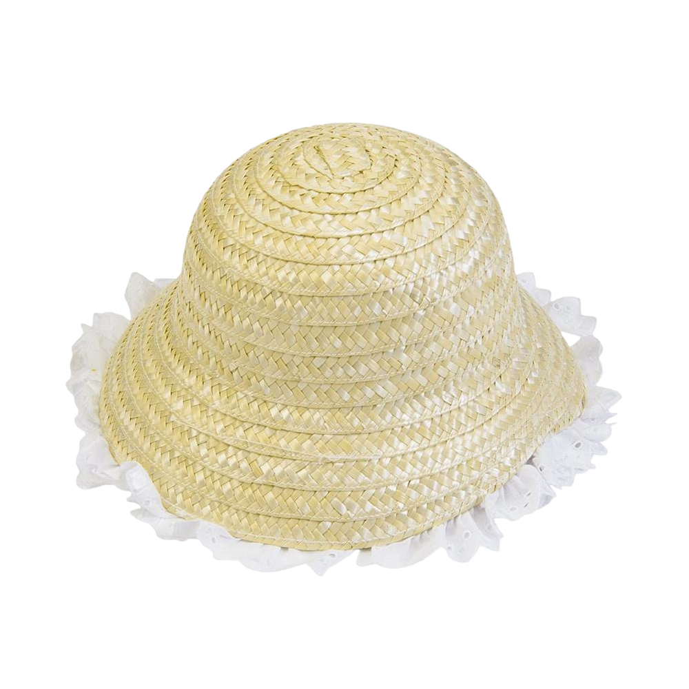 Chapéu de palha 48cm folho branco - 100% artesanal