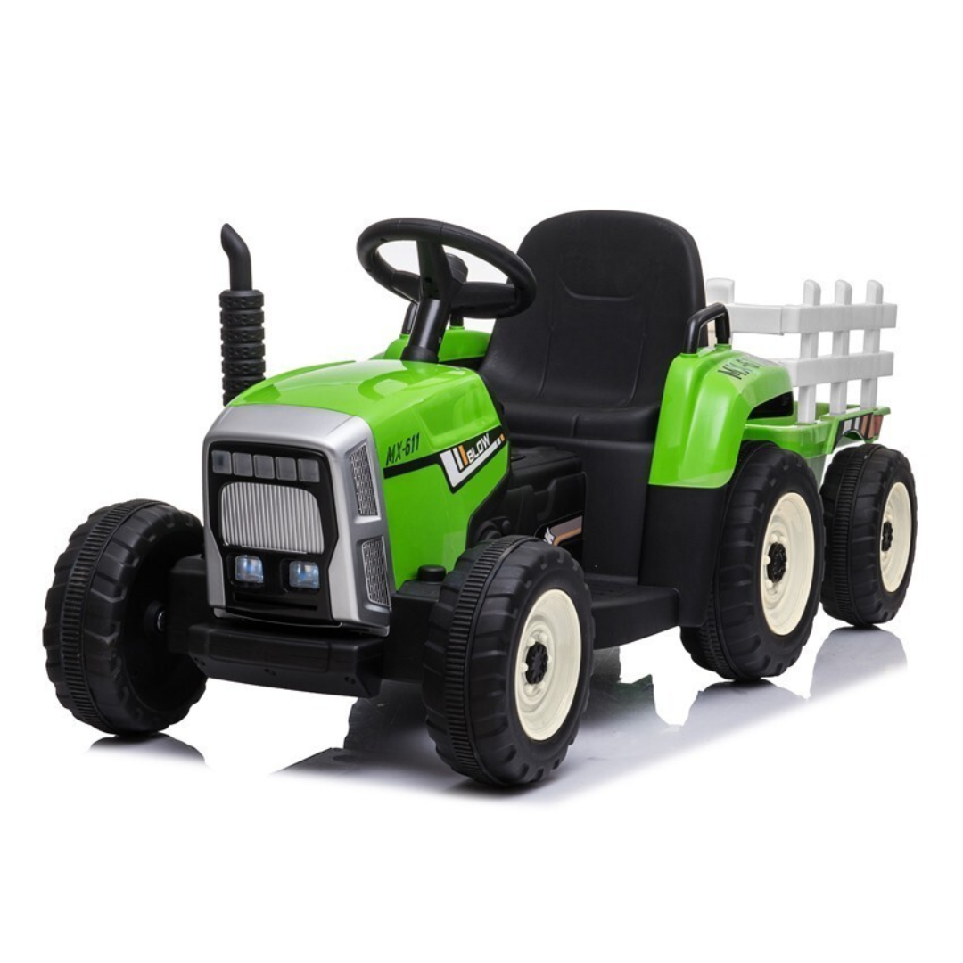 Trator Ceres elétrico 12V com reboque - verde