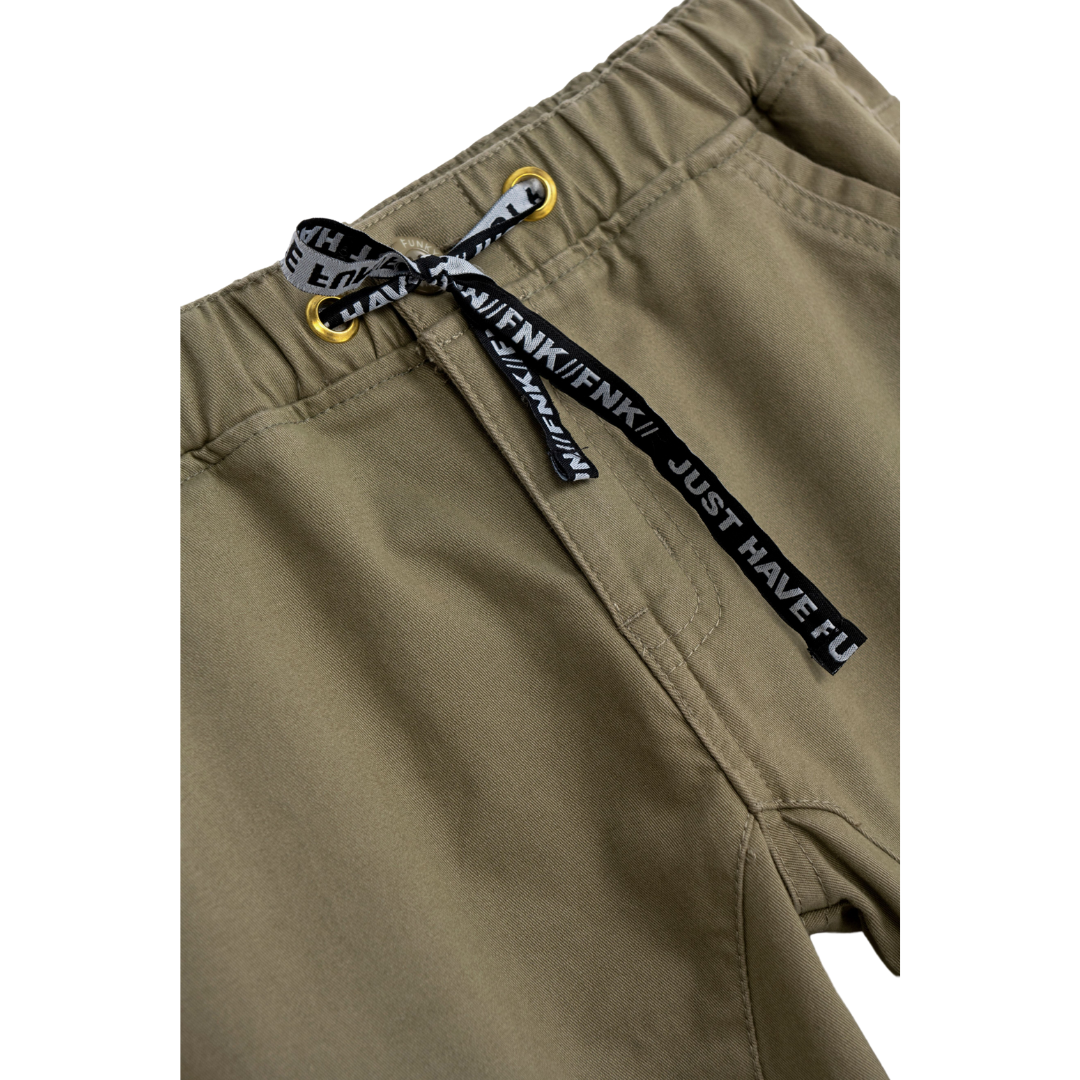 Calças desportivas com bolsos Cáqui 6-16 anos