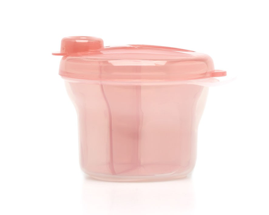 Recipiente plástico transparente cor-de-rosa com tampa