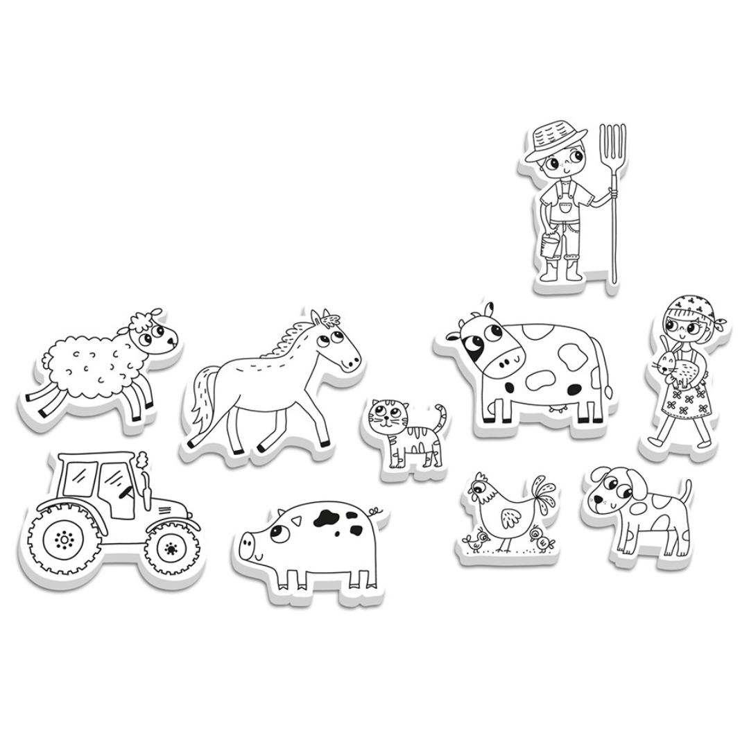 Jogo de carimbos e colorir - Animais da quinta