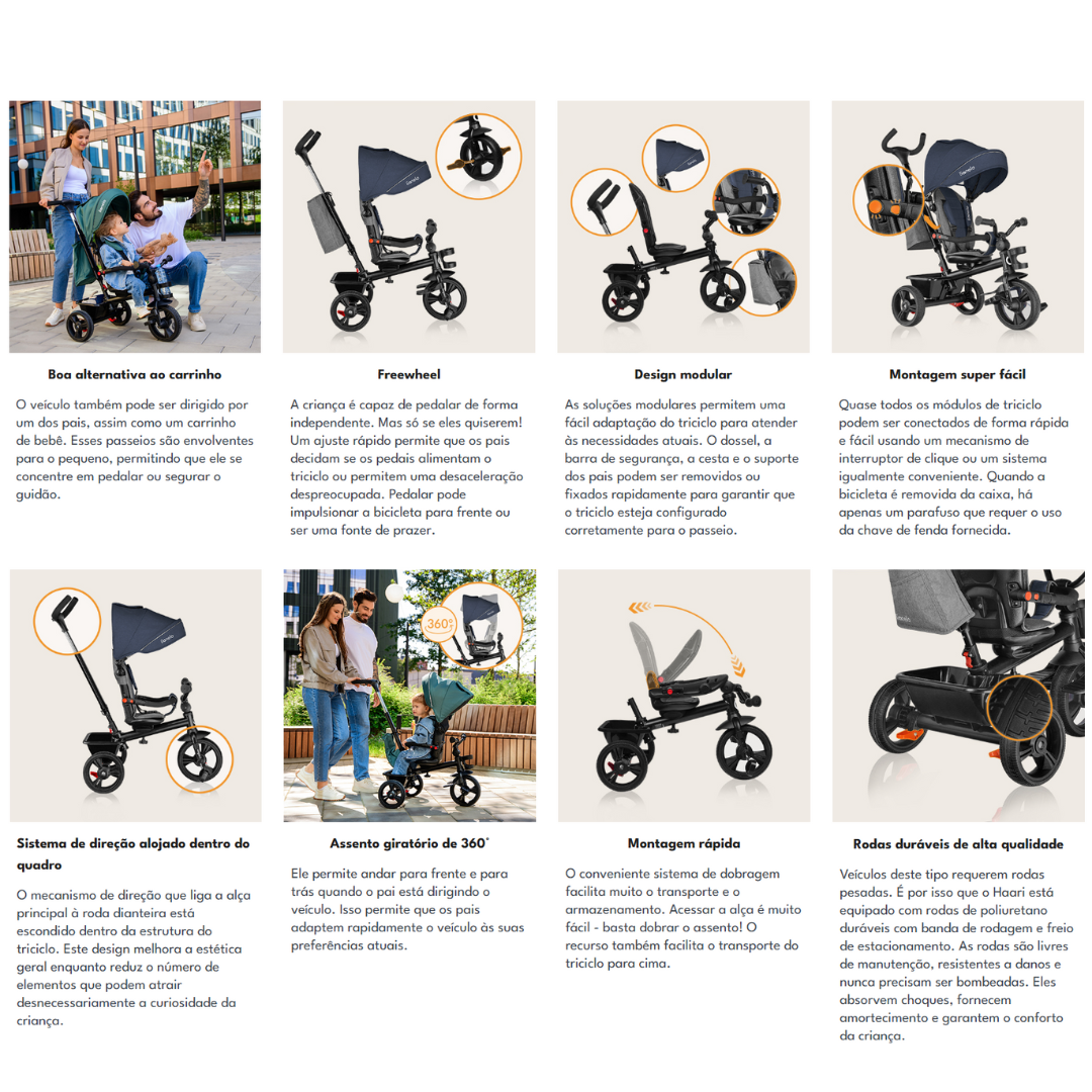 Triciclo evolutivo 2 em 1 Haari Grey