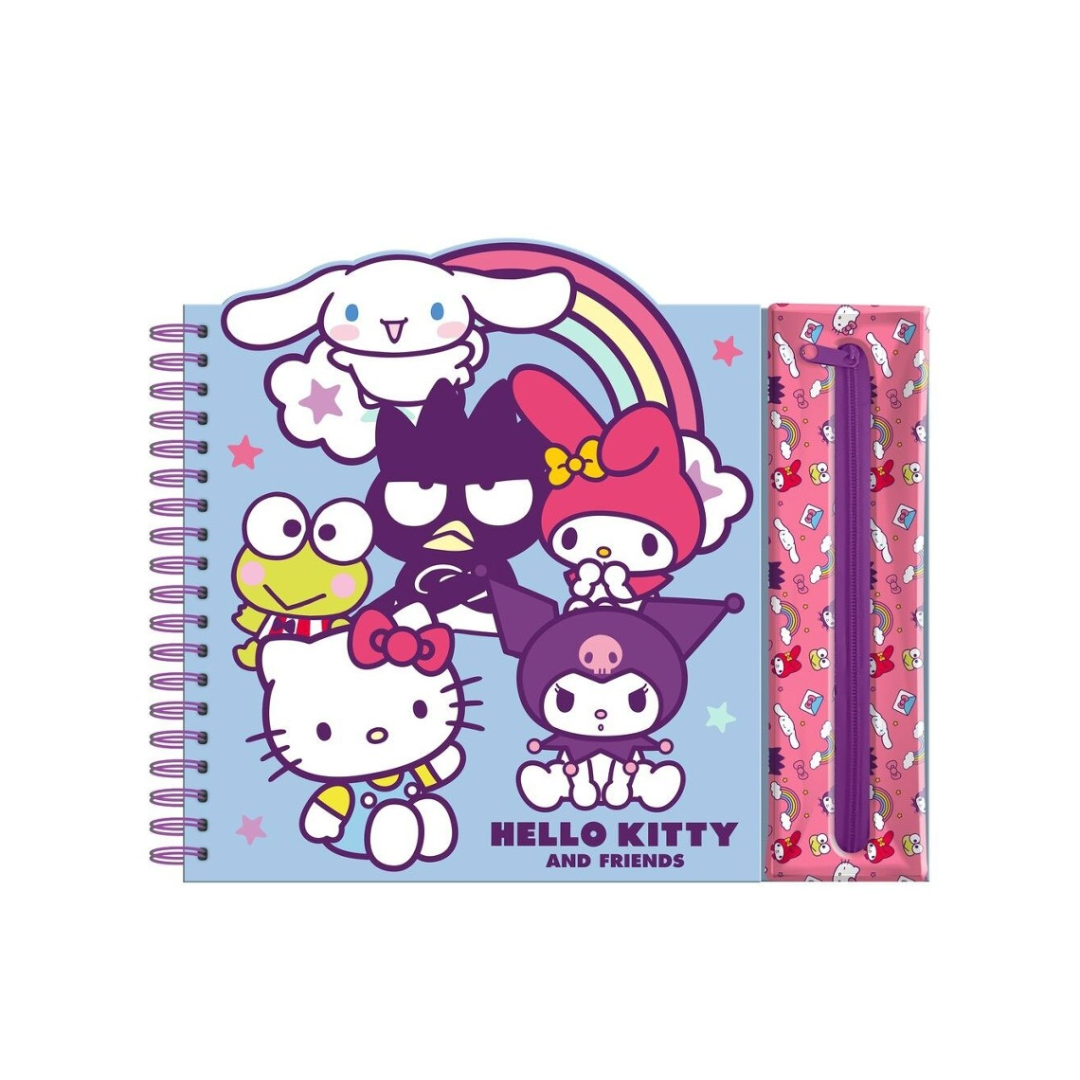 Caderno de atividades com estojo removível Hello Kitty and Friends