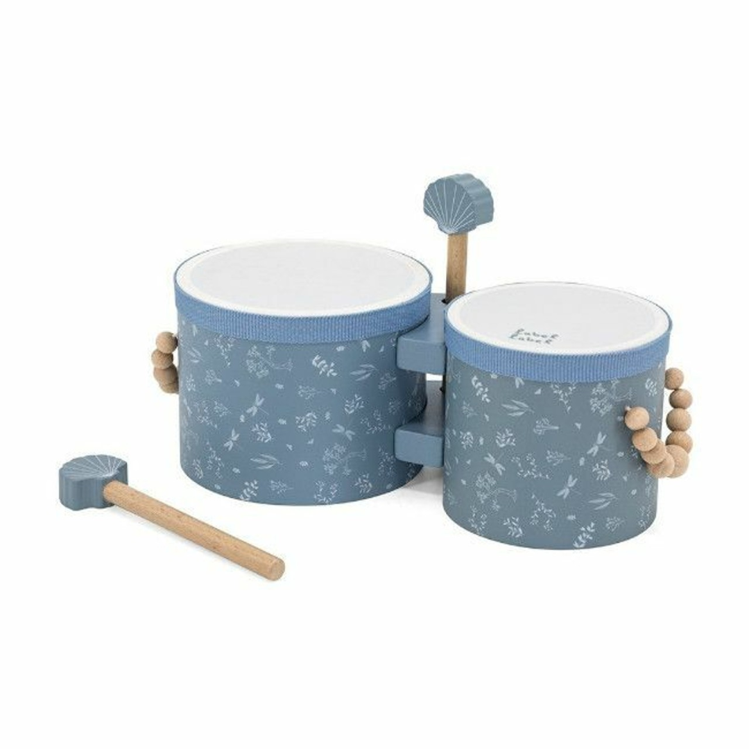 Tambores em madeira - azul