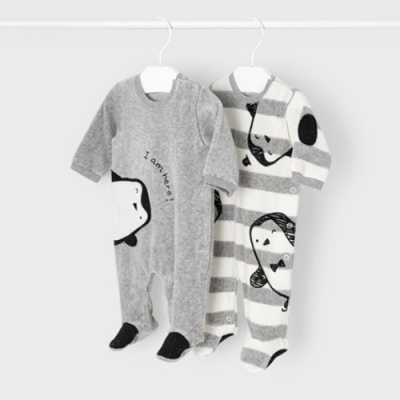 Conjunto 2 Babygrows Veludo Pinguin