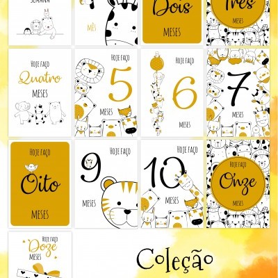 Cartões do bebé Milestone "Animals"