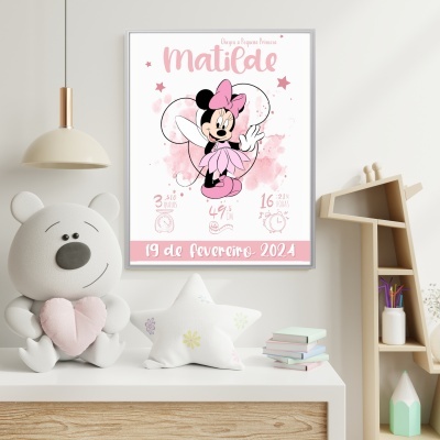 Quadro "Dados de Nascimento" Mickey e Minnie Baby