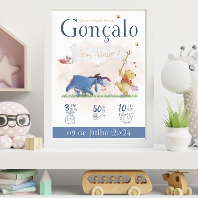 Quadro "Dados de Nascimento" Winnie the Pooh