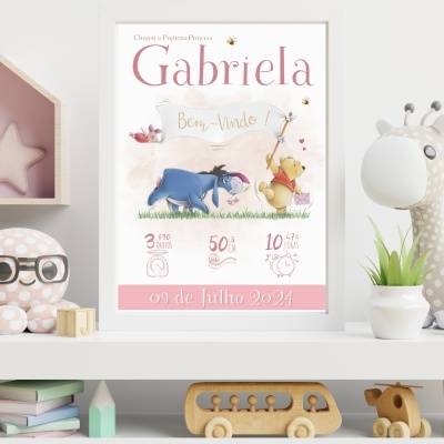 Quadro "Dados de Nascimento" Winnie the Pooh