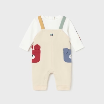 Jardineira c/ T-shirt Cãozinho