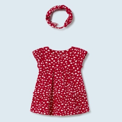 Vestido com Bandolete em algodão sustentável Vermelho