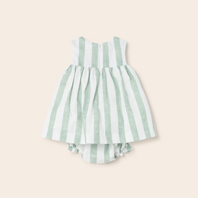 Vestido estampado de linho com tapa fraldas