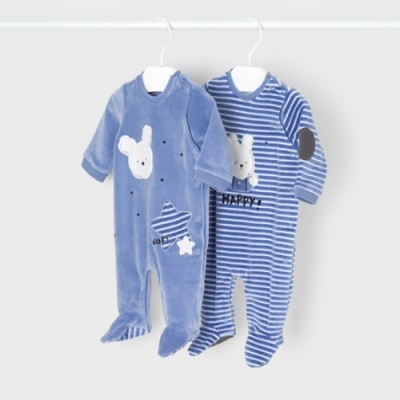 Conjunto 2 Babygrows Veludo Blue Ice