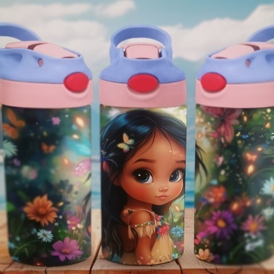 copo de aluminio tampa colorida