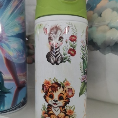 copo aluminio tampa colorida