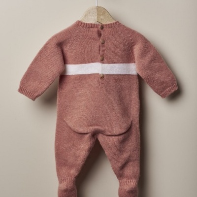 Babygrow com risca pérola tricotado em lã | LOVE IN WINTER DAYS