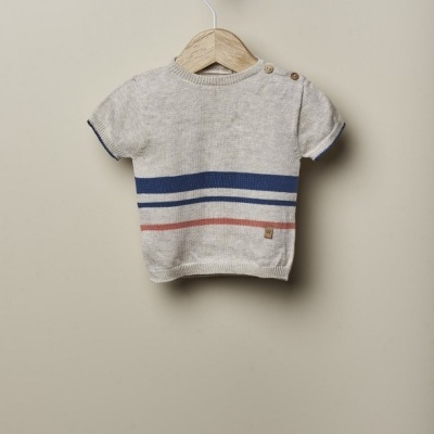 Camisola de manga curta tricotada em algodão | OCEAN