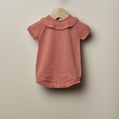 Fofo de manga curta tricotado em algodão orgânico | OCEAN FLOWER