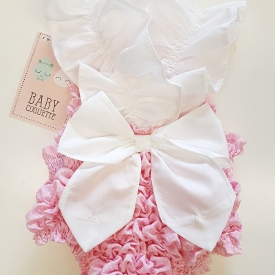 Fato de banho de favos rosa e branco